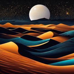 Black Night Background Starry Night Sky Over Desert Dunes wallpaper splash art, vibrant colors, intricate patterns