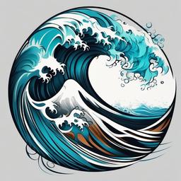 Ocean Wave Tattoo - Capture the power and beauty of the ocean with a stunning ocean wave tattoo.  simple vector color tattoo