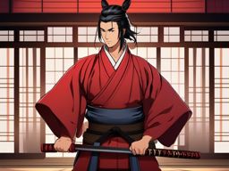 Skilled samurai in a traditional Japanese dojo.  front facing ,centered portrait shot, cute anime color style, pfp, full face visible