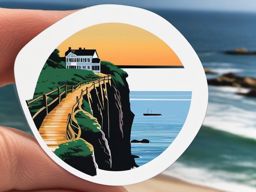 Newport Cliff Walk sticker- Scenic trail along the coast in Newport, Rhode Island, , sticker vector art, minimalist design