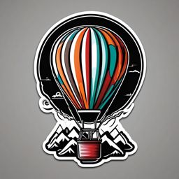 Hot Air Balloon Adventure Sticker - Adventurous hot air balloon ride, ,vector color sticker art,minimal