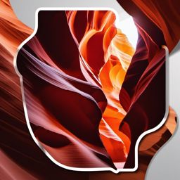 Antelope Canyon sticker- Slot canyon known for its stunning light beams, , sticker vector art, minimalist design