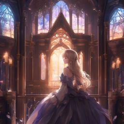 Magical anime girl in a fantasy castle. , aesthetic anime, portrait, centered, head and hair visible, pfp