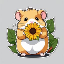 Hamster Sticker - A cute hamster munching on a sunflower seed. ,vector color sticker art,minimal