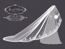 Wedding Veil clipart - Elegant wedding veil for the bride, ,vector color clipart,minimal