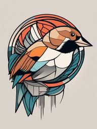 lost sparrow tattoo  minimalist color tattoo, vector