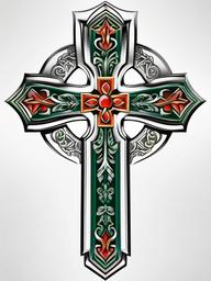 gaelic cross tattoo  simple color tattoo,minimal,white background