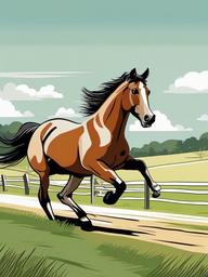 Horse cartoon - Horse galloping across a wide field  