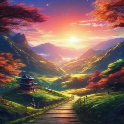 Anime Scenery Background Anime Magic, Transporting You to Anime Worlds  intricate patterns, colors, wallpaper style