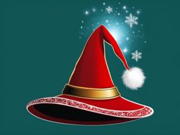 imaginative santa hat clipart - santa's hat transformed into a wizard's cap, conjuring holiday wonders 