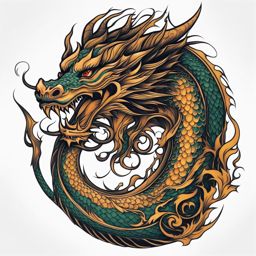 Dragon tattoo in arm, Elegant dragon tattoos designed to adorn the arms.  color, tattoo style pattern, clean white background