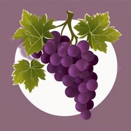 Grape Bunch Clipart - Bunch of plump grapes on the vine.  color vector clipart, minimal style