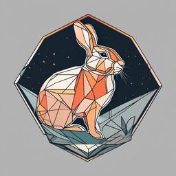 geometric rabbit tattoo  minimalist color tattoo, vector