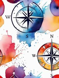 Compass Tattoo Watercolor - Compass tattoo with a watercolor effect.  simple vector tattoo,minimalist,white background