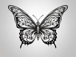 butterfly cross tattoo designs  simple color tattoo, minimal, white background