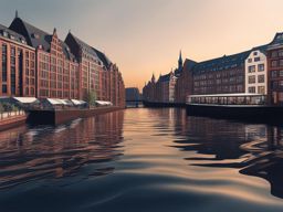 lost in hamburg's canals - create an artwork that portrays the labyrinthine canals of hamburg's speicherstadt, evoking a sense of wonder. 