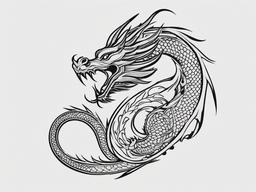 Body Dragon Tattoo - Dragon tattoos designed to flow  simple color tattoo,minimalist,white background