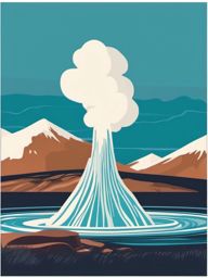 Iceland Geysir sticker- Famous hot spring area with erupting geysers, , sticker vector art, minimalist design