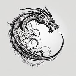 Air Dragon Tattoo - Tattoo representing a dragon associated with the element of air.  simple color tattoo,minimalist,white background