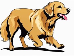 Golden retriever fetching a ball clipart  simple, 2d flat