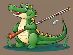 Alligator clipart - alligator with a fishing pole  