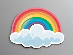 Rainbow Cloud Sticker - Cloud with rainbow in the sky, ,vector color sticker art,minimal