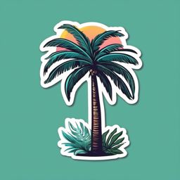 Palm Tree Sticker - Tropical vibes, ,vector color sticker art,minimal