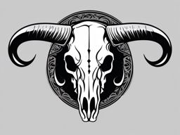 Silhouetted longhorn skull design: Bold contrast, iconic silhouette.  black and white tattoo style