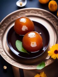 gulab jamun, indian sweet dumplings soaked in sugar syrup, enjoyed at a grand diwali celebration. 