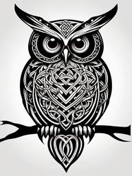 Celtic Knot Owl Tattoo - Embrace Celtic symbolism with a tattoo featuring owls and intricate Celtic knots.  simple color tattoo,vector style,white background