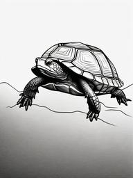 drawing of a box turtle  minimal rough sketch scribbles,doodles,black and white