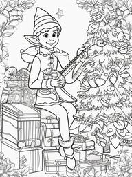 Elf On A Shelf Colouring Pages  outling,coloring pages,black and whit