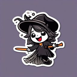 Wacky Witch sticker- Broomstick Bloopers, , sticker vector art, minimalist design