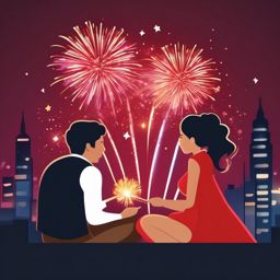 Proposal with Fireworks Emoji Sticker - A dazzling display of love's proclamation, , sticker vector art, minimalist design