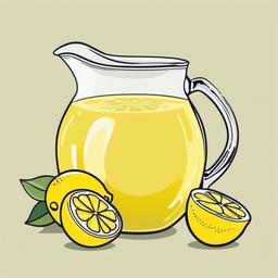 Lemon clipart - lemonade pitcher with lemons beside it  color,minimalist,vector clipart