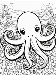 Octopus Coloring Pages - Octopus with a crab  simple coloring pages