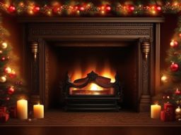 Warm Fireplace Christmas Background intricate details, patterns, wallpaper photo