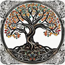 tree of life with names tattoo  simple vector color tattoo