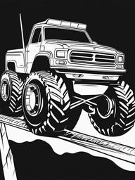 Monster Truck on a Tightrope Coloring Pages - Trucks Balancing on a Narrow Line  minimal black outline printable sheet, coloring page