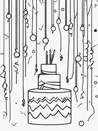 Birthday Streamers Coloring Pages - Hanging Streamers for a Fun Party  minimal black outline printable sheet, coloring page