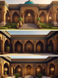 arabian palace with opulent decor and lush courtyards - minecraft house ideas minecraft block style