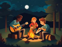 guitar clipart: strumming melodies by a campfire at night. 