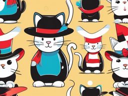 Cat in hat clip art, The whimsical Cat in the Hat character.  simple, 2d flat