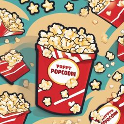 Popcorn Sticker - Box of popcorn for movie nights, ,vector color sticker art,minimal