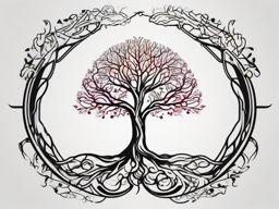 adhd tattoo - neuro tree  simple color outline tatto, white background