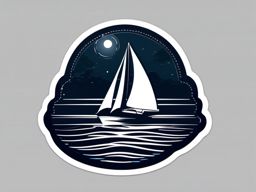 Moonlit sailing sticker- Nautical serenity, , sticker vector art, minimalist design