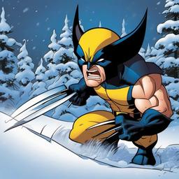 Wolverine cartoon - Wolverine digging through snow  