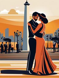 Buenos Aires clipart - Obelisco and Tango dancers in Argentina, ,color clipart vector style