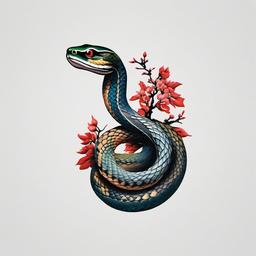 japanese snake tattoo small  simple color tattoo,white background,minimal