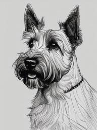 drawing of a Scottish Terrier dog  minimal rough sketch scribbles,doodles,black and white